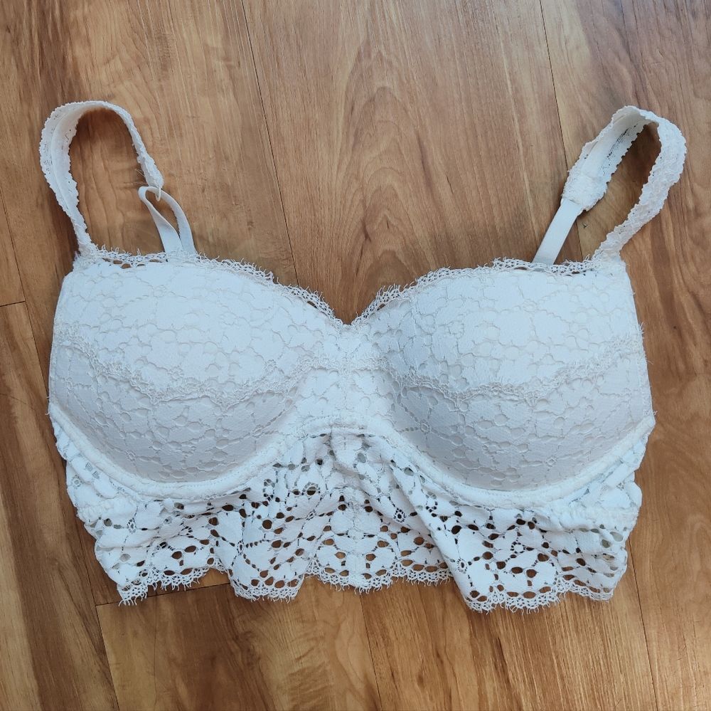 Victoria's Secret PINK Cream Eyelet Lace Bralette, Sz S